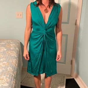 Green vintage Bebe dress stretch crisscross NWT M